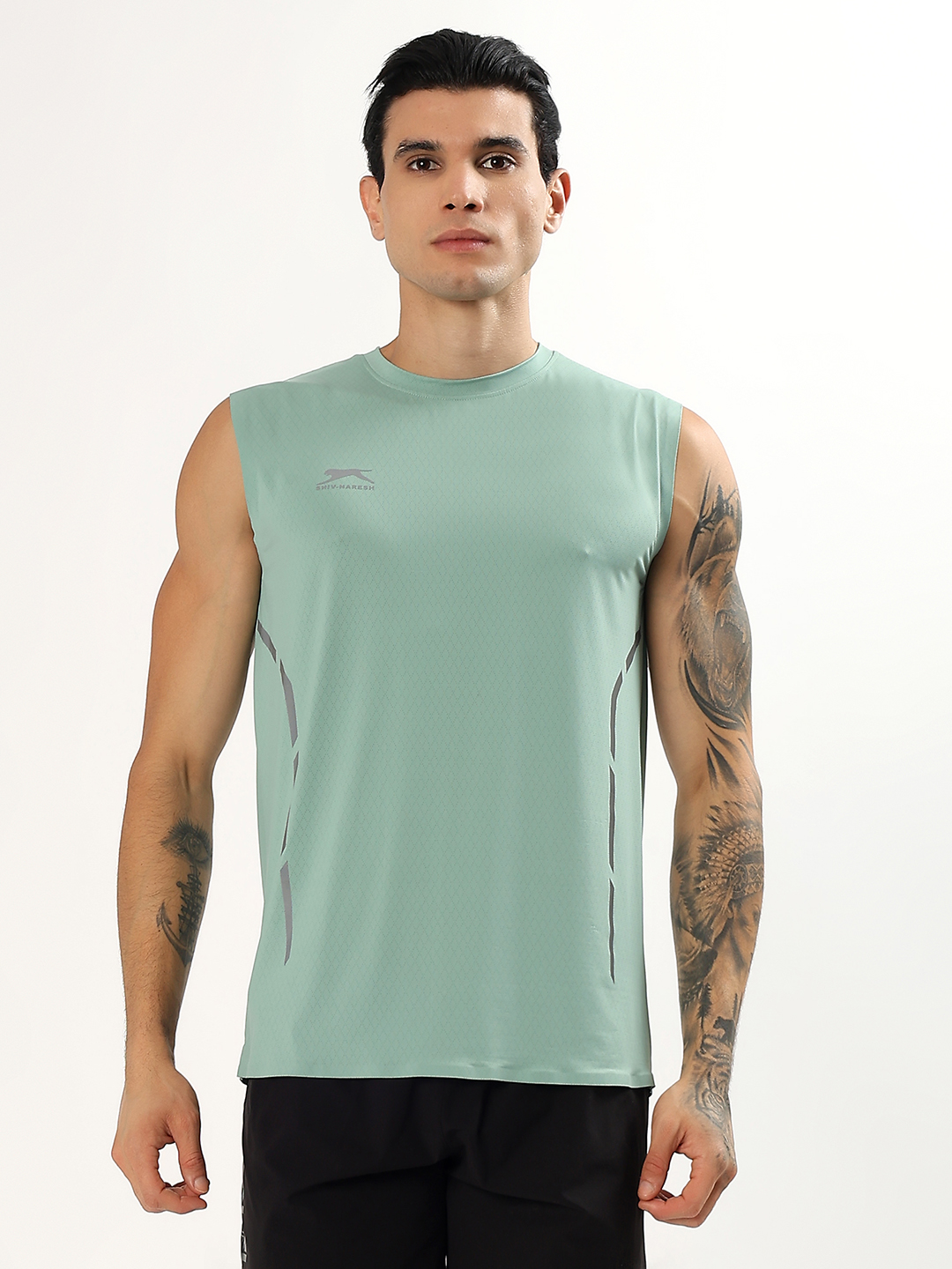 T-Shirts Bonding Sublimation Panel Sleeveless Round Neck Nylon Spandex 9071